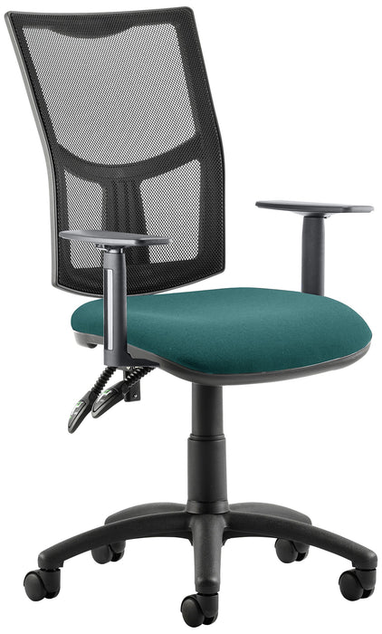 Dynamic Tilt & Lock Task Operator Chair Height Adjustable Arms Eclipse Plus II Black Back, Maringa Teal Seat Without Headrest Medium Back