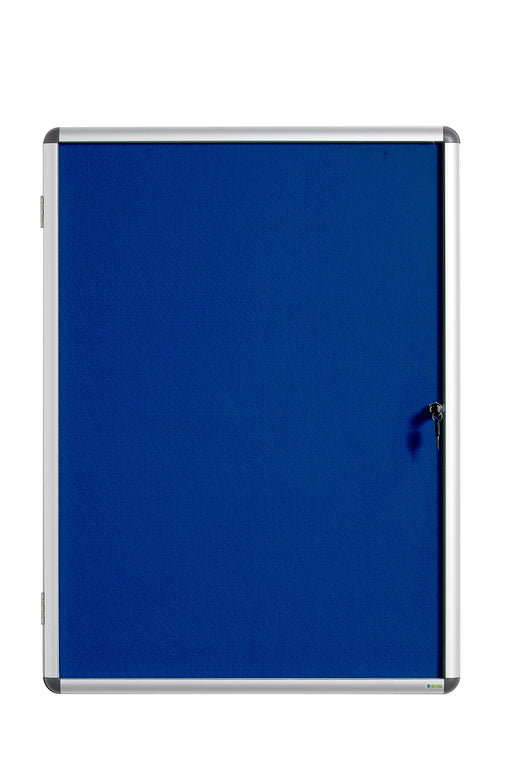 Bi-Office Enclore Earth Lockable Notice Board Non Magnetic 4 x A4 Wall Mounted Felt 50 (W) x 67.4 (H) cm Blue