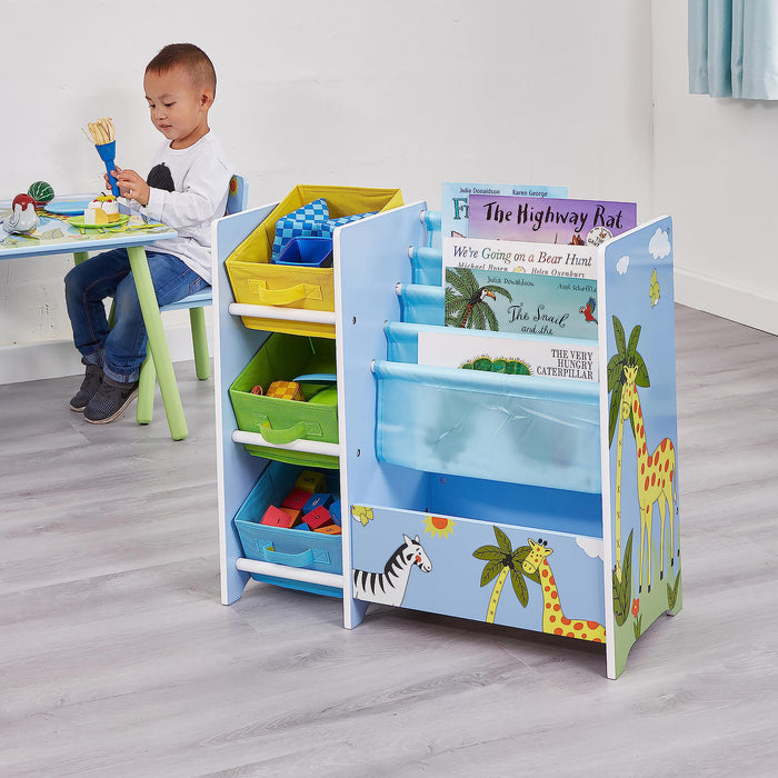 LIBERTY HOUSE TOYS Storage Unit TF5007 Medium-density fibreboard and Fabric 2+ 650 (W) x 300 (D) x 600 (H) mm Blue