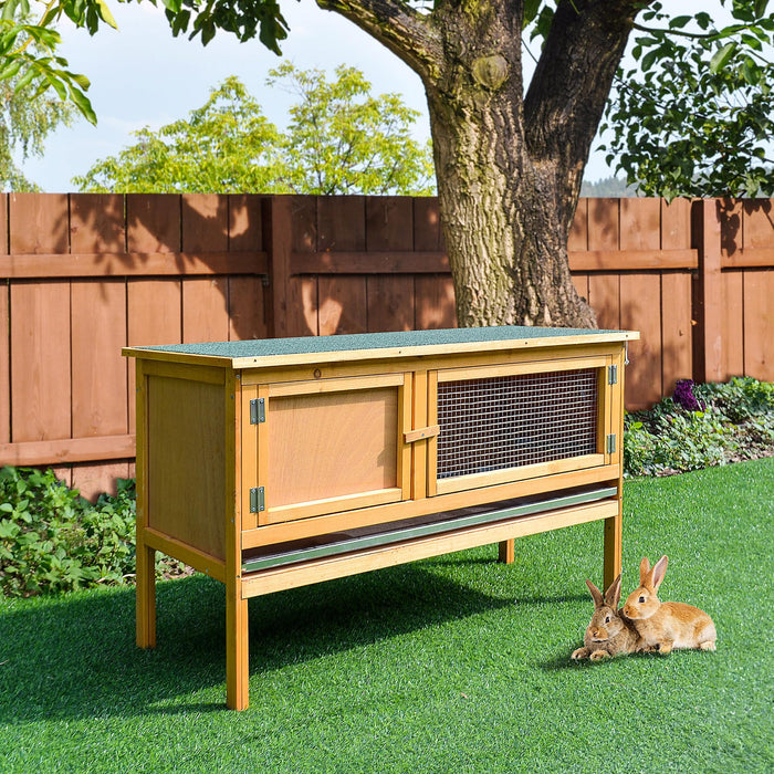 PawHut Rabbit Hutch Yellow, Green 443 mm x 1150 mm x 650 mm