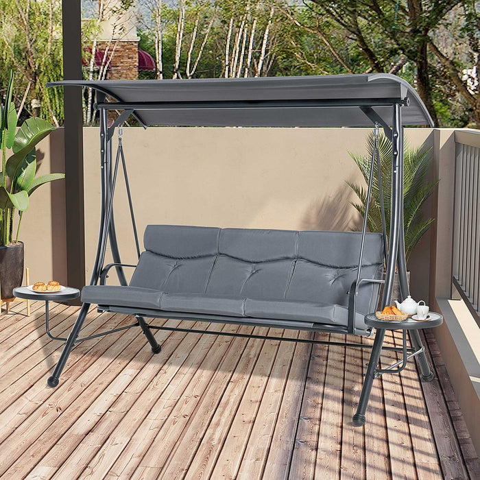 OutSunny Bench Steel, PL (Polyester), Cotton Grey 1,250 x 2,710 x 1,770 mm