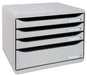 Exacompta Drawer Unit with 4 Drawers Big Box Plus Horizon Maxi Plastic Light Grey 35.5 x 27 x 27.1 cm