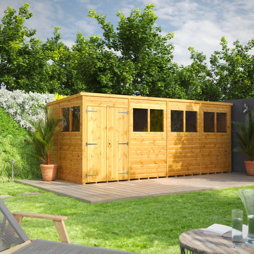 Power Garden Shed 166PPDD Golden Brown 16x6