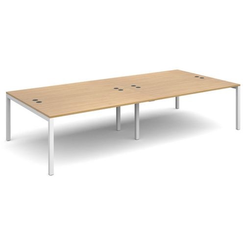 Dams International Rectangular Double Back to Back Desk with Oak Coloured Melamine Top and White Frame 4 Legs Connex 3200 x 1600 x 725mm