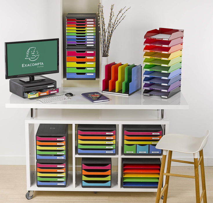 Exacompta Drawer Unit with 4 Drawers Big Box Plus Horizon Maxi Plastic Harlequin Assorted 35.5 x 27 x 27.1 cm