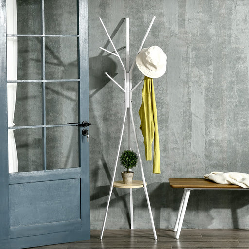 HOMCOM Coat Rack 831-174WT MDF, Metal White 450 mm x 450 mm x 1800 mm