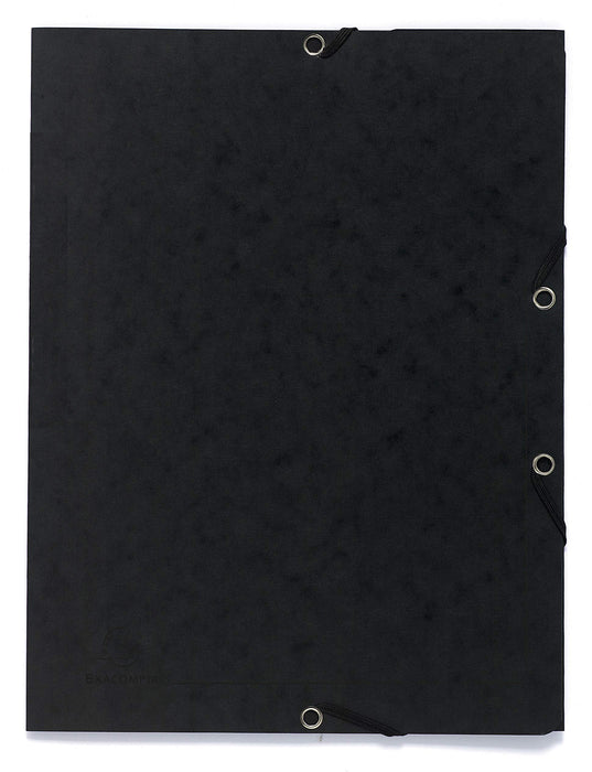 Exacompta 3 Flap Folder 55401E Black Mottled Pressboard Pack of 25