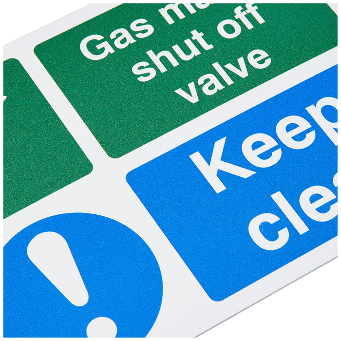 Mandatory Sign Gas Mains Shut Off Plastic 15 x 20 cm