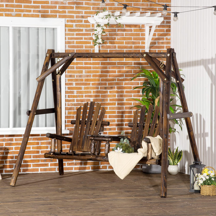 OutSunny 2 Seater Swing Outdoor Bench Pine