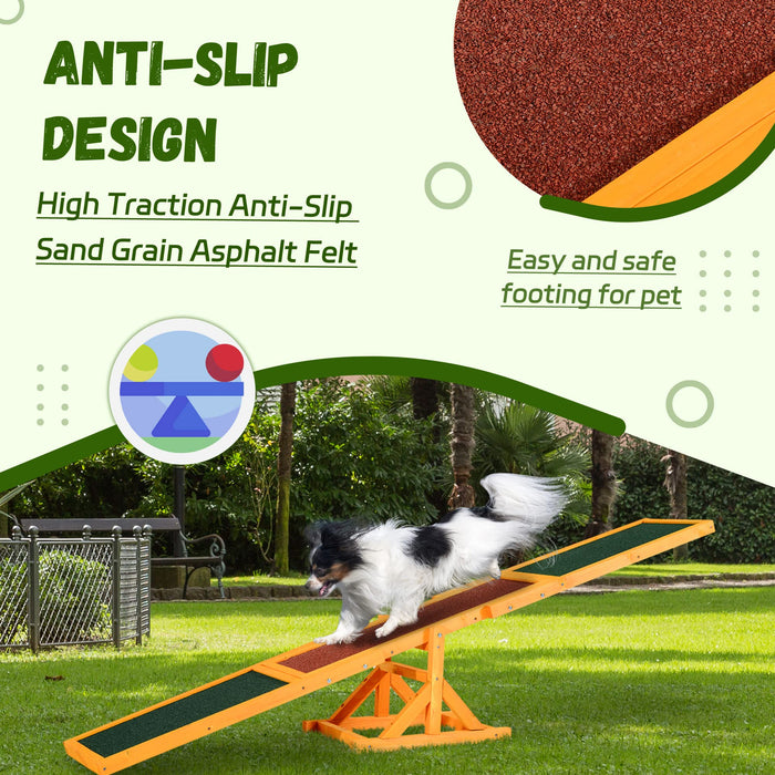 PawHut Pet Seesaw Natural, Brown, Green 300 mm x 1800 mm x 300 mm