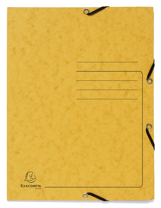 Exacompta 3 Flap Folder 55409E Yellow Mottled Pressboard Pack of 25