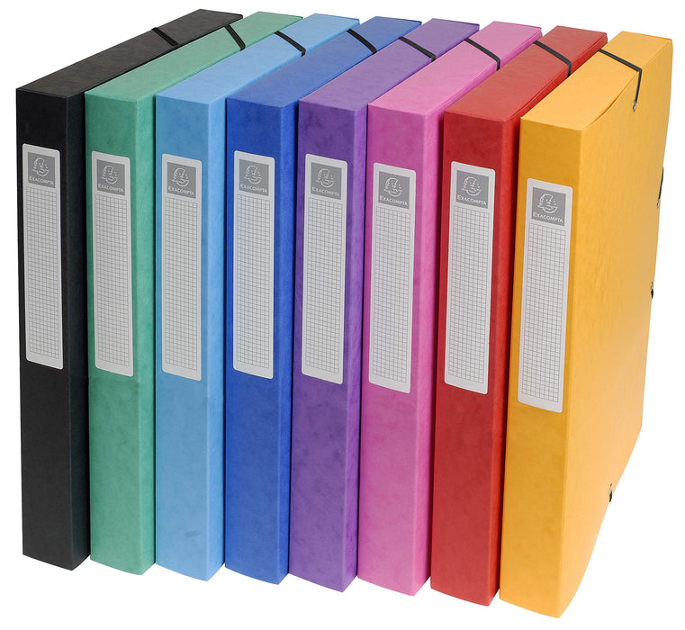 Exacompta Filing Box 50300E A4 25 mm Assorted Glossy Card Pack of 8