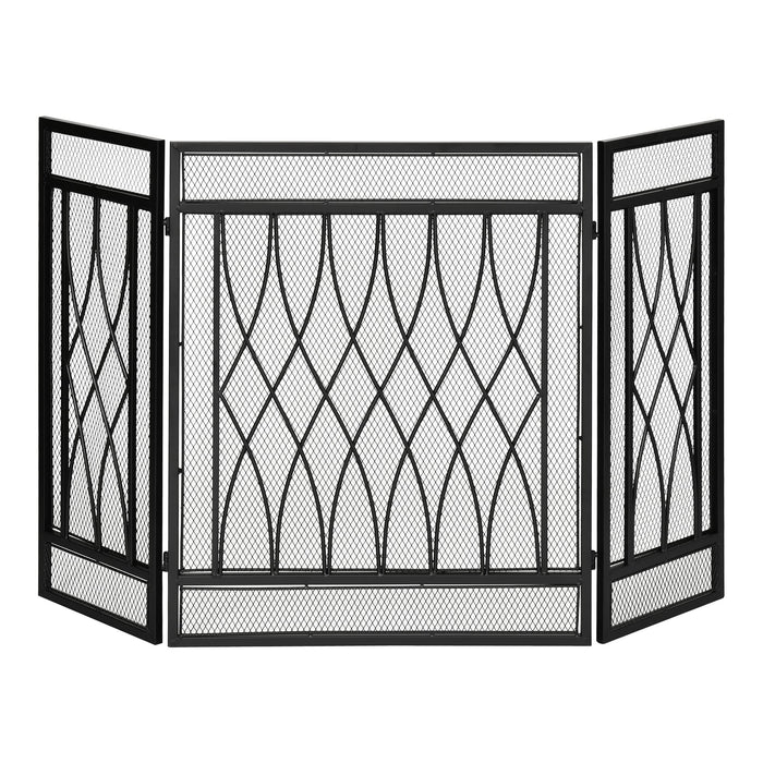 HOMCOM Fireplace Screen Metal Black