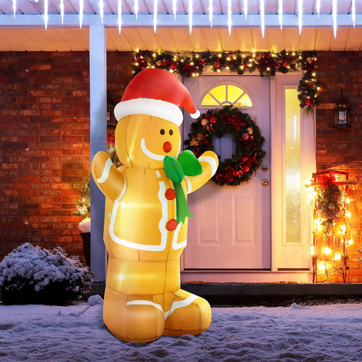 HOMCOM Christmas Gingerbread Man Inflatable Multicolour 70 x 183 cm