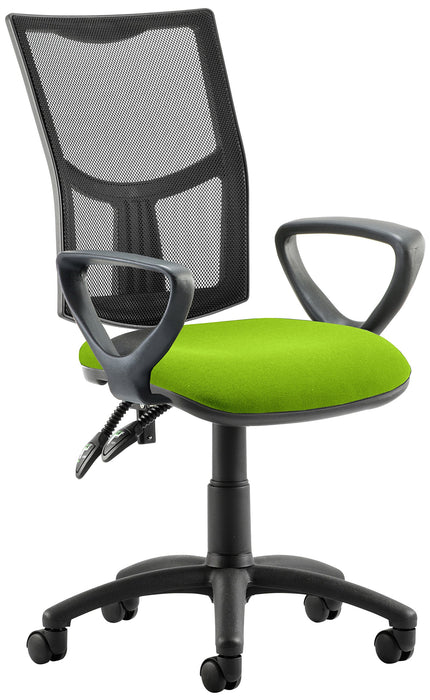 Dynamic Permanent Contact Backrest Task Operator Chair Loop Arms Eclipse II Black Back, Myrrh Green Seat High Back