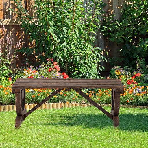 OutSunny Garden Rustic Wooden Bench Brown