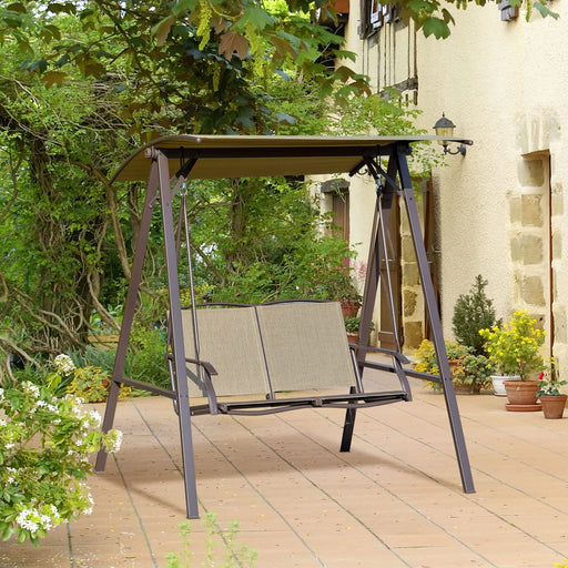 OutSunny Swing Chair Metal, PL (Polyester), Texteline Brown 1,250 x 1,470 x 1,700 mm