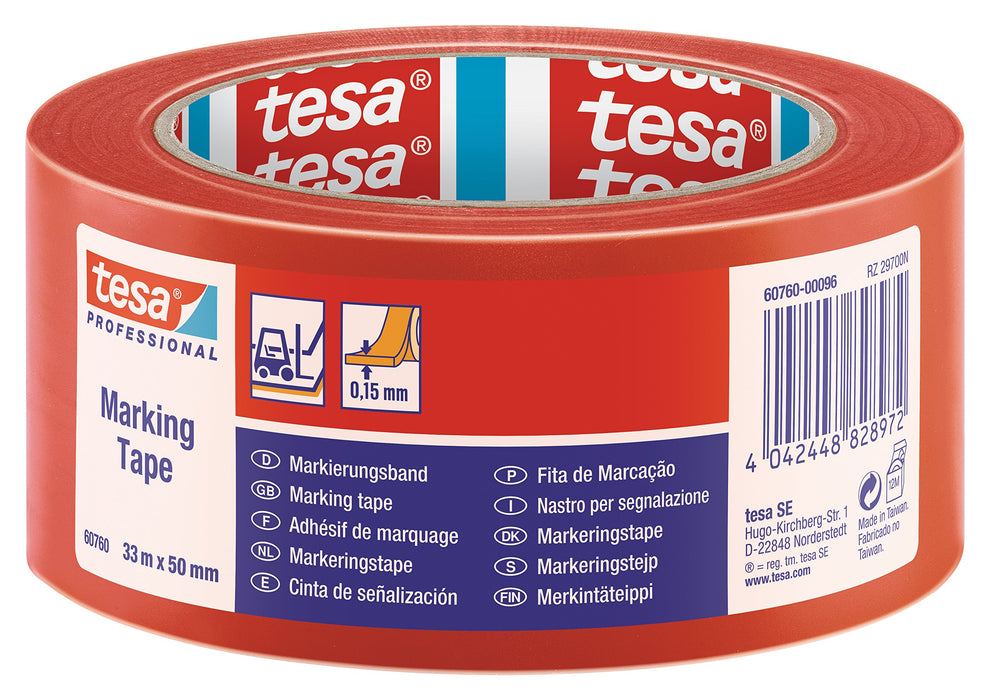 tesa Floor Marking Tape tesa Professional Red 50 mm (W) x 33 m (L) PVC (Polyvinyl Chloride) 60760