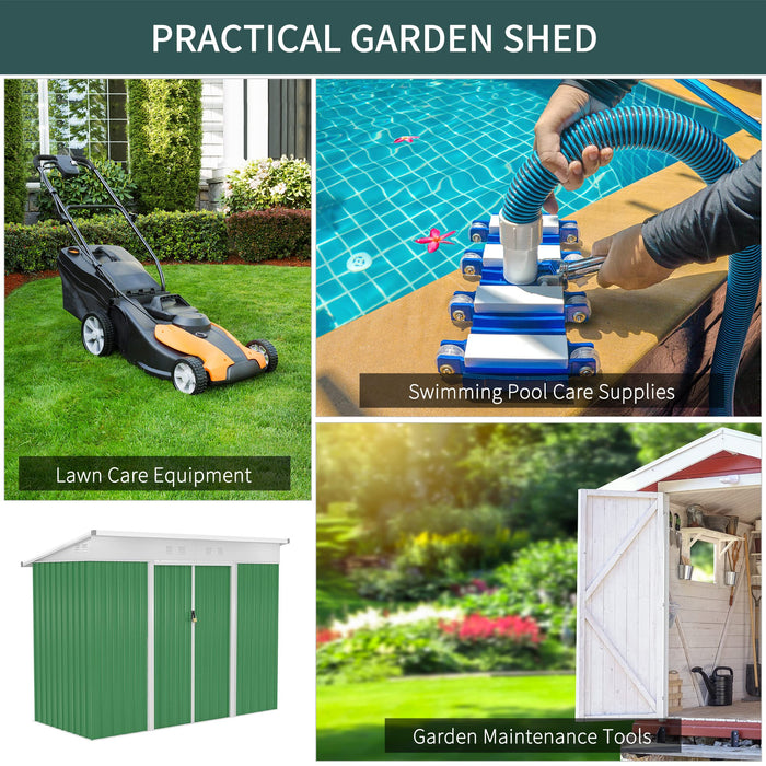 OutSunny Garden Shed 1.3 x 2.3 x 1.9 m Green