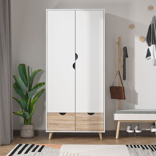 HOMCOM Wardrobe with 2 Drawers White