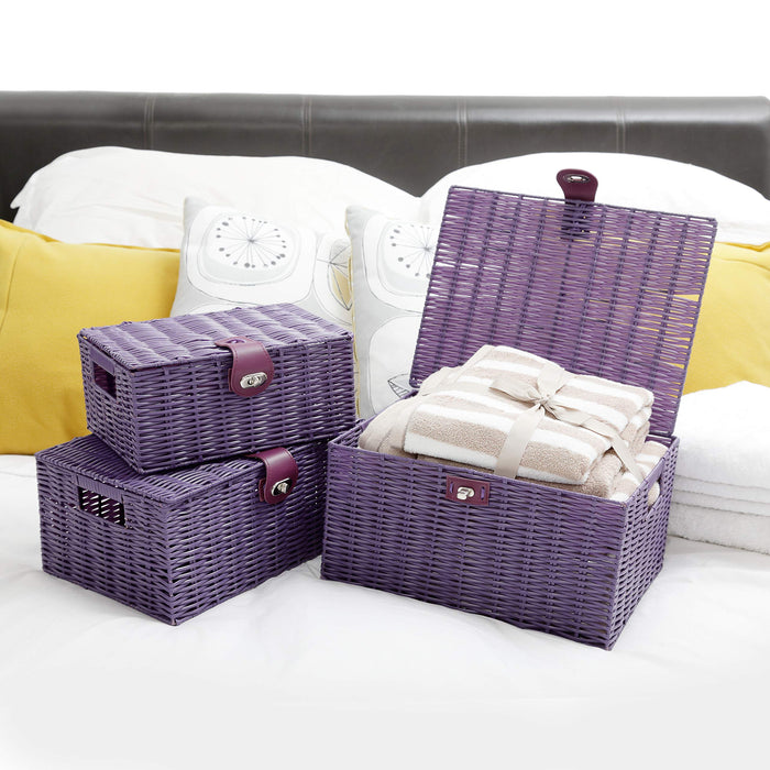 ARPAN Storage Basket Plastic Purple 36 x 28 x 18.5 cm Set of 3