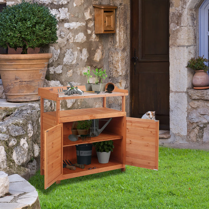 OutSunny Potting Bench Table Orange 470 x 1,050 mm