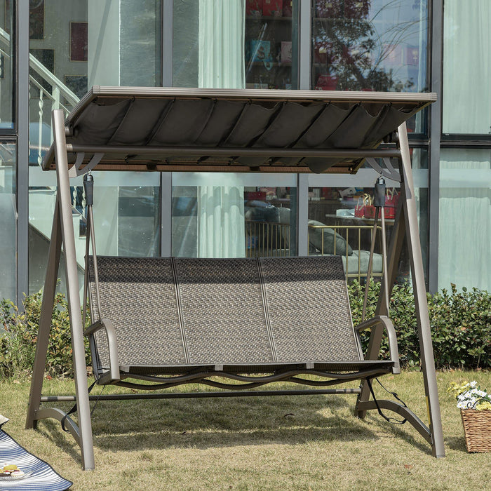 OutSunny 3 Seater Rattan Swing Bench Brown