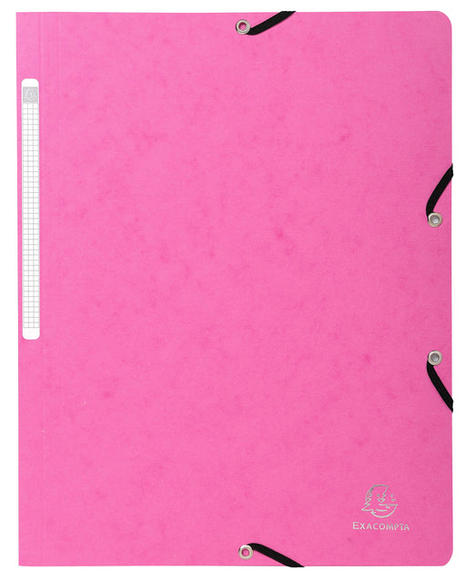 Exacompta Elasticated Folder 5560E Pink Molted Pressboard 24 x 32 cm Pack of 25