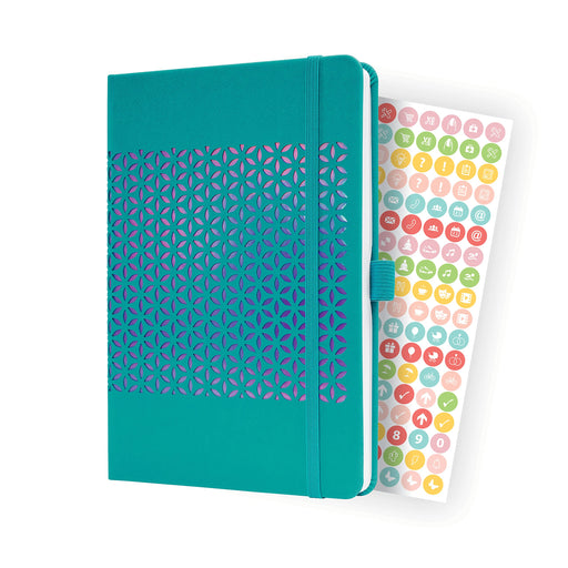 Sigel Jolie Diary A5 Week To View 2024 Hard Cover With Elastic Fastener And Archive Pocket And Pen Loop Shimmering Seas - J4215