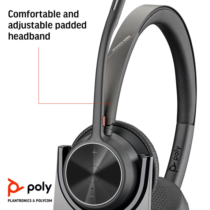 Poly Voyager 4320 UC Stereo Bluetooth Wireless Headset and Charge Stand