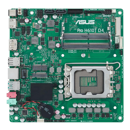 ASUS Pro H610T D4-CSM - Motherboard - Thin mini ITX - LGA1700 Socket - H610 Chipset - USB 3.2 Gen 1, USB 3.2 Gen 2 - Gigabit LAN - onboard graphics (CPU required) - HD Audio (8-channel)