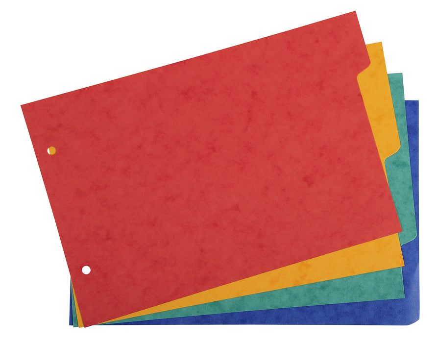 Exacompta Dividers A5 Assorted Multicolour 4 Part Mottled Pressboard 2 Holes 804E Pack of 10