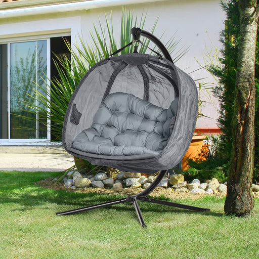 OutSunny Hanging Chair PL (Polyester), Polypropylene, Alloy Steel, Cotton Grey 1,260 x 1,320 x 1,720 mm