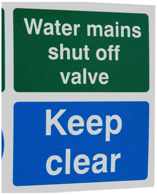 Mandatory Sign Water Shut Off Plastic 7.5 x 10 cm