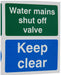 Mandatory Sign Water Shut Off Plastic 7.5 x 10 cm