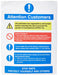 Seco Health & Safety Poster Attention customers Self-Adhesive Vinyl 15 x 20 cm