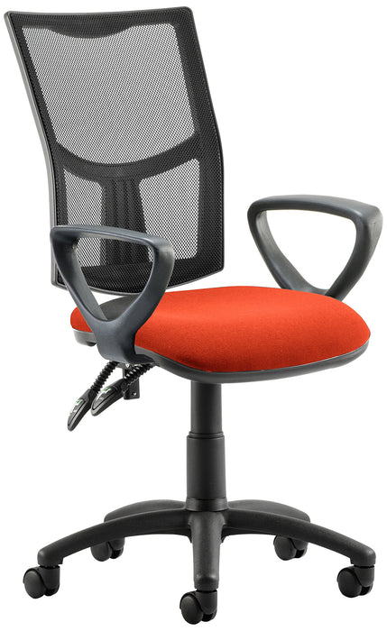 Dynamic Permanent Contact Backrest Task Operator Chair Loop Arms Eclipse II Tabasco Red Seat Medium Back