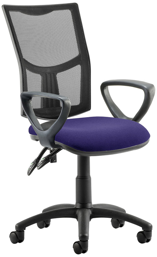 Dynamic Permanent Contact Backrest Task Operator Chair Loop Arms Eclipse II Black Back, Tansy purple Seat Without Headrest Medium Back