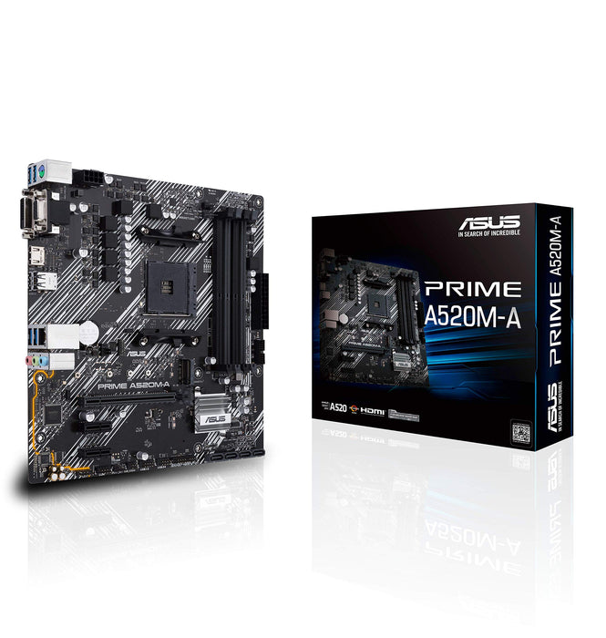 ASUS PRIME A520M-A II/CSM - Motherboard - micro ATX - Socket AM4 - AMD A520 Chipset - USB 3.2 Gen 1 - Gigabit LAN - onboard graphics (CPU required) - HD Audio (8-channel)