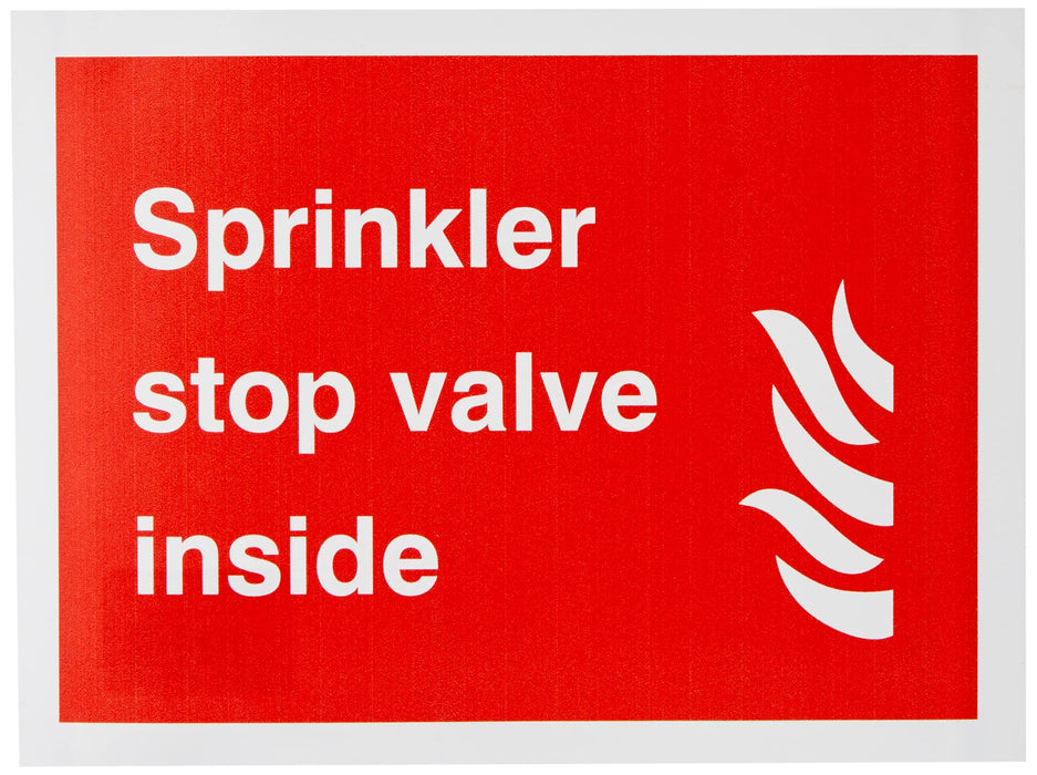 Fire Sign Sprinkler Stop Valve Inside Vinyl 15 x 20 cm