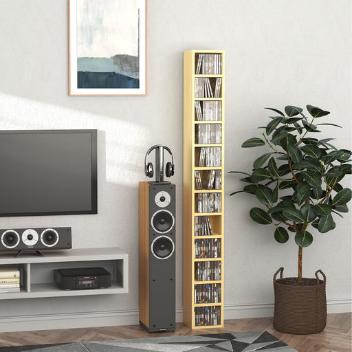 HOMCOM Multimedia Cabinet MDF (Medium-Density Fiberboard) Pine Wood Colour