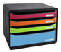 Exacompta Drawer Unit with 4 Drawers Big Box Plus Horizon Maxi Plastic Harlequin Assorted 35.5 x 27 x 27.1 cm