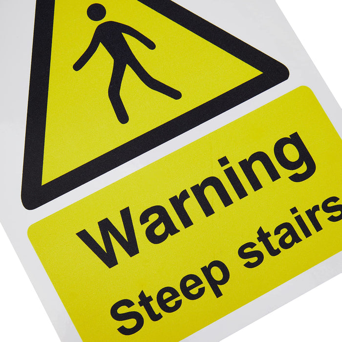 Warning Sign Steep Stairs Vinyl 20 x 15 cm