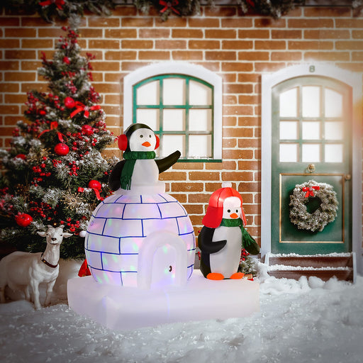 HOMCOM Christmas Two Penguins Inflatable White 85 x 150 cm