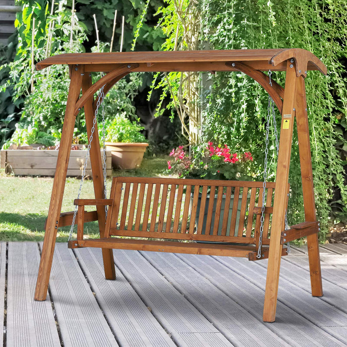 OutSunny Swing Chair Fir wood Teak 1,250 x 2,000 x 1,850 mm