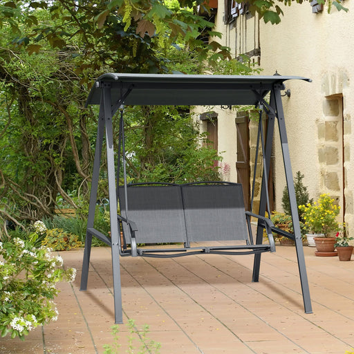 OutSunny Swing Chair Metal, PL (Polyester), Texteline Dark Grey 1,250 x 1,470 x 1,700 mm