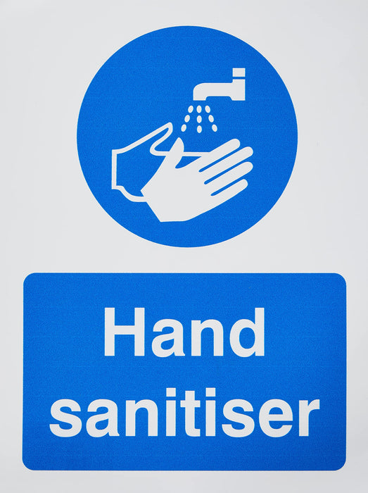 Stewart Superior Health and Safety Sign Hand Sanitiser Vinyl Blue, White 20 x 15 cm