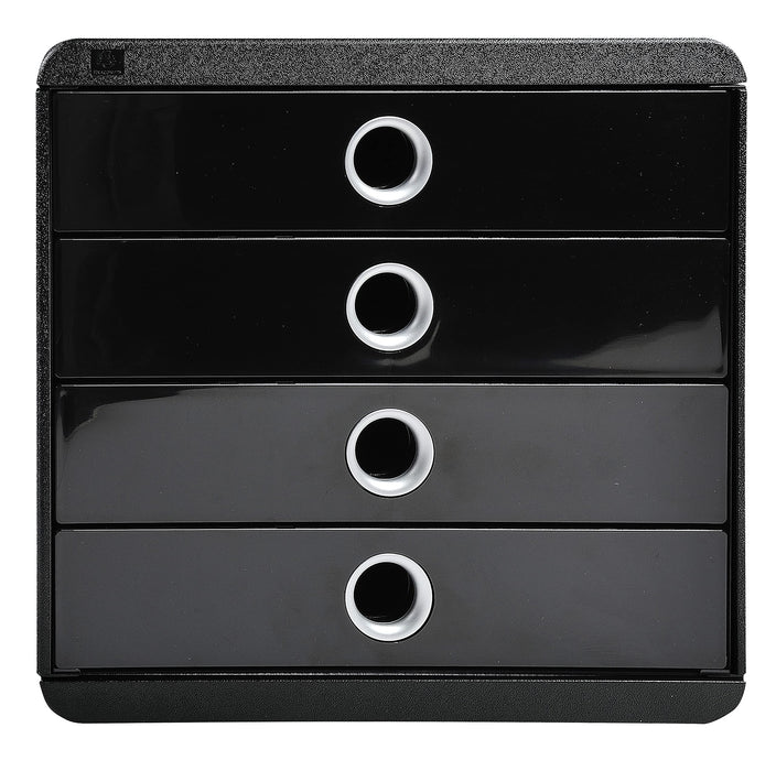 Exacompta Drawer Unit with 4 Drawers Pop-Box Plastic Black, Silver 27.8 x 34.7 x 26.7 cm