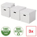 Esselte Home Storage Box 628288 Cube Large 100% Recycled Cardboard White 320 x 365 x 315 mm Pack of 3