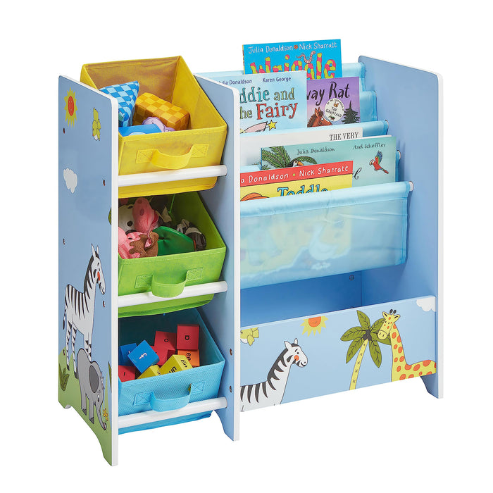 LIBERTY HOUSE TOYS Storage Unit TF5007 Medium-density fibreboard and Fabric 2+ 650 (W) x 300 (D) x 600 (H) mm Blue